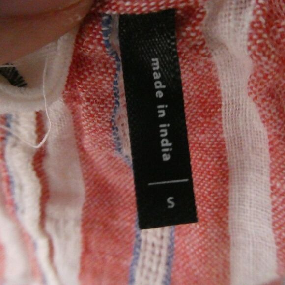 Akemi + Kin Anthropologie Audria Peasant Blouse Striped Small Embroidered Boho - Picture 9 of 11